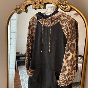 Leopard Print and Black Hoodie